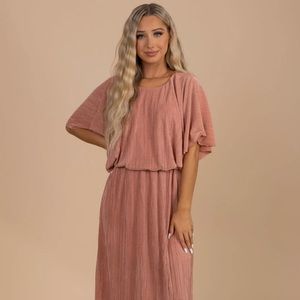 Pink Ribbed Maxi Dress